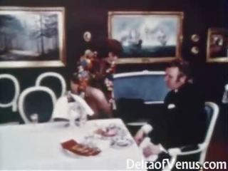 Παλιάς χρονολογίας xxx ταινία 1960s - μαλλιαρό grown μελαχρινός/ή - τραπέζι για τρία